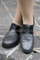 Pantofi Oxford din piele intoarsa neagra cu irizatii