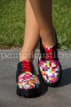 Pantofi sport dama din piele negru-multicolor
