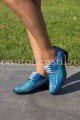 Pantofi oxford din piele albastru multicolor