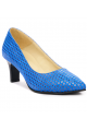 Pantofi stiletto albastrii din piele cu toc de 5 cm