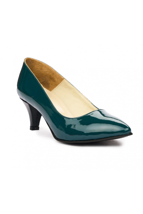 Pantofi stiletto verzi cu toc de 5 cm