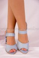Sandale din piele bleu cu toc de 7 cm