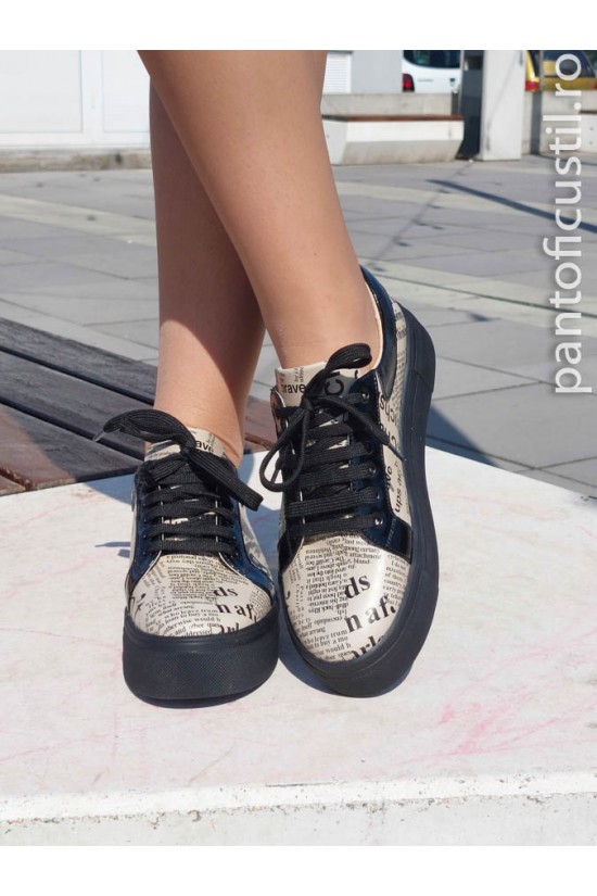 Pantofi sport din piele cu imprimeu scris
