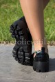 Pantofi dama din piele naturala neagra cu imprimeu sarpe
