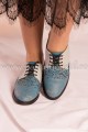 Pantofi bleu din piele naturala cu perforatii