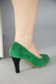 Pantofi eleganti din piele intoarsa verde