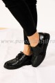 Pantofi dama din piele lacuita neagra cu talpa joasa tip platforma
