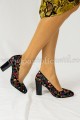 Pantofi din piele negru-multicolor eleganti