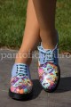 Pantofi dama tip Oxford din piele bleu-multicolor