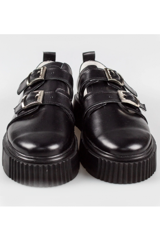 Pantofi casual negri din piele naturala