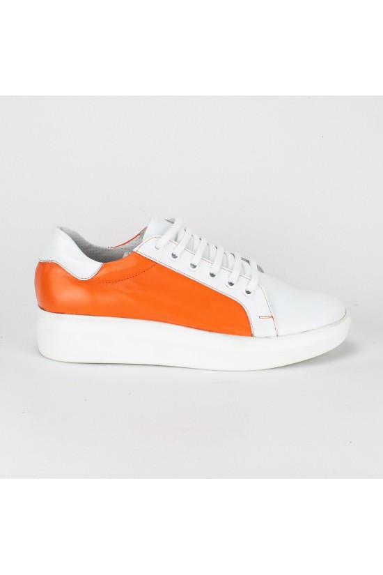 Pantofi dama sport din piele portocalii
