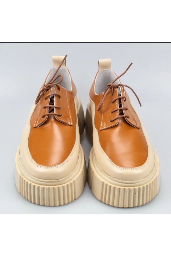 Pantofi casual din piele naturala maro