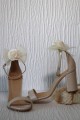 Sandale de mireasa din piele ivory cu accesoriu trandafir