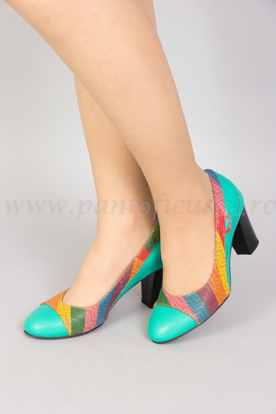 Pantofi casual din piele multicolora