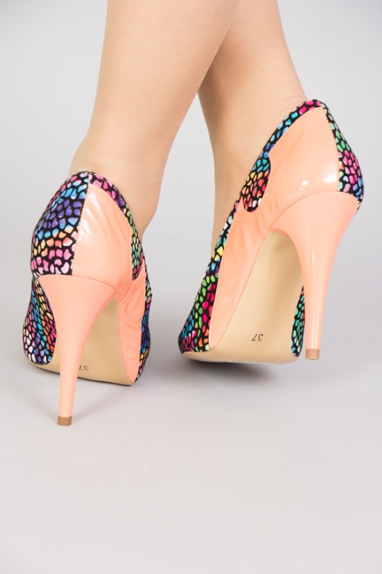 Pantofi cu toc stiletto multicolori