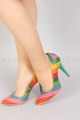 Pantofi multicolori cu toc stiletto