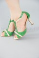 Sandale elegante verzi din piele cu toc de 9 cm