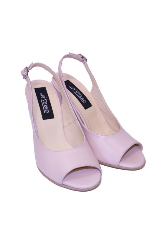 Sandale elegante cu toc din piele nude-roze